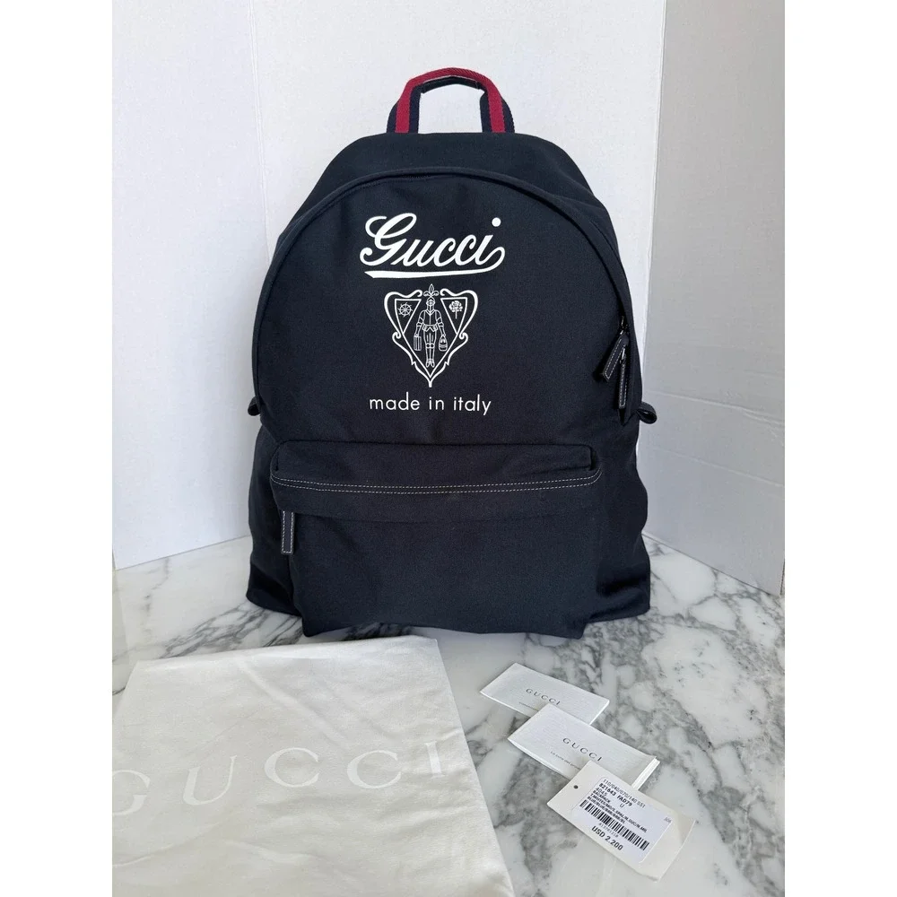Gucci Large Crest-Print Backpack in Blue Fabric, 821643